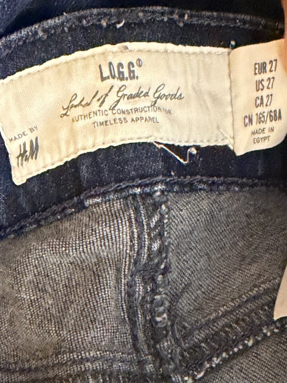 H&M LOGG Skinny Jeans Low Rise Pants Women Dark Blue Rinse 27 - Picture 7 of 8